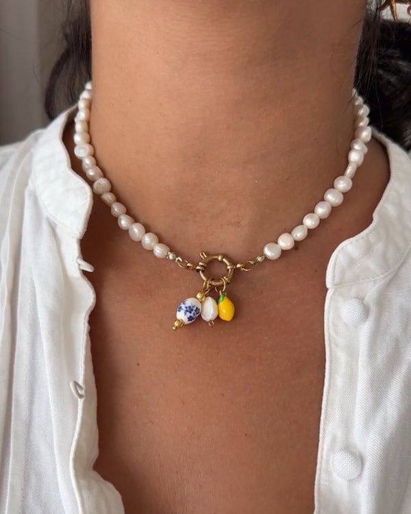 Viral Eastern real Pearl Charm Necklace