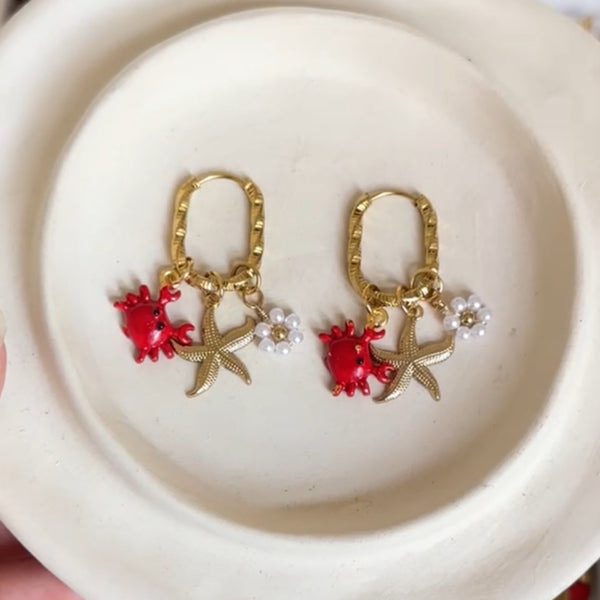 Crab Charm Earrings